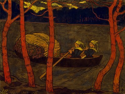 布列塔尼的女船夫，c.1893-94（画布上的蛋彩画） 作者 乔治·拉科姆