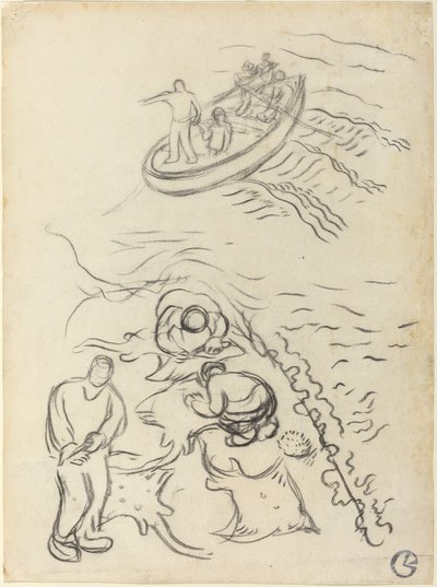 渔夫》与清空渔网的人的研究（Etude pour "Les Pêcheurs" et hommes vidant des raies）。 作者 乔治·拉科姆