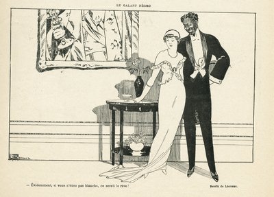 Georges Leonnec（1881-1940 年）在《Le Lire》上的插图，20/07/12 - Le galant negro - Amour, Xenophobia - Black 作者 乔治·莱昂内克