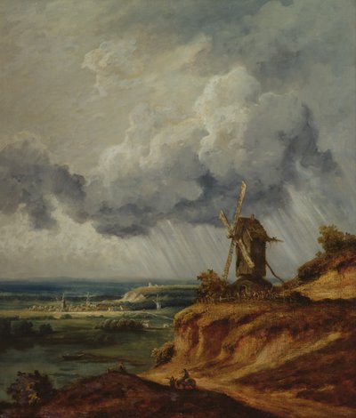 阿让特伊风车，1830年 作者 Georges Michel