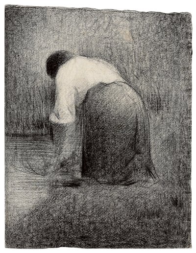跪着的女人；跪着的女人，约1881年 作者 乔治·皮埃尔·苏拉特