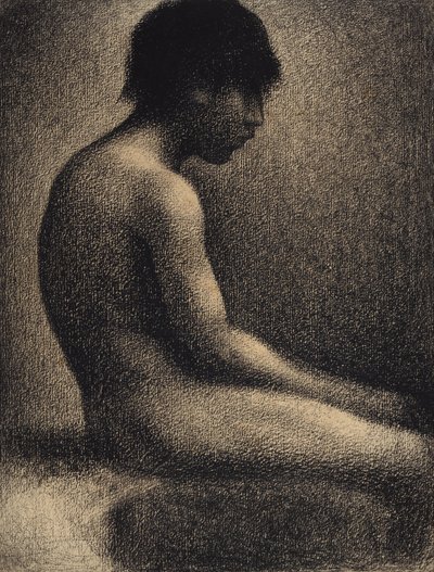 坐着的裸体。Une Baignade的研究，1883年。 作者 乔治·皮埃尔·苏拉特