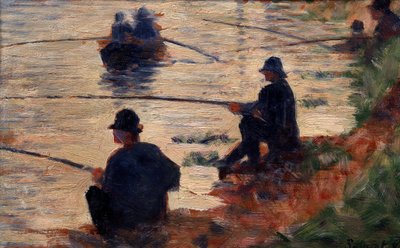 研究线的渔民们正在寻找大鱼。 Georges Seurat (1859-1891) 1883 年作画。 0,16x0,25 m 特鲁瓦，现代艺术博物馆 作者 乔治·皮埃尔·苏拉特