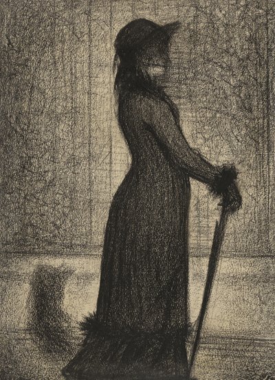 Une Elegante，女人漫步，约1884年（米哈利特纸上的铅笔故事） 作者 乔治·皮埃尔·苏拉特