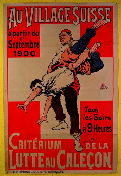 1900年瑞士村的海报广告摔跤比赛 作者 Georges Redon