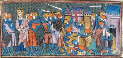 查理曼攻占两座城堡，选自《Chroniques de France ou de St Denis》，14 世纪 (22095303133) 作者 第比利斯的乔治亚·莱文·拉米什维利