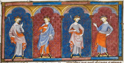 Clodomire、Childebert、Theodoric 和 Clothaire，选自《Chroniques de France ou de St Denis》，14 世纪 (22093692824) 作者 第比利斯的乔治亚·莱文·拉米什维利