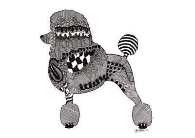 狮子狗，2015（布里斯托尔板上的墨水） 作者 乔治娜·奈斯比特