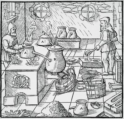 Georg Pawer 或 Georgius Agricola（1494-1555 年）的 De re metallica（《论金属的性质》）中的雕刻，巴塞尔出版 作者 乔治阿格里科拉