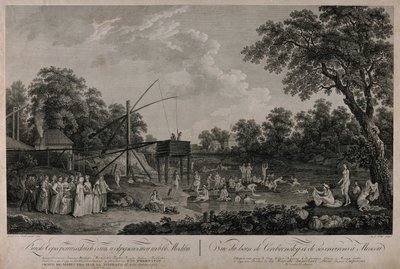 莫斯科谢列布里亚尼切斯基浴场的景色，1796年。 作者 杰拉德·巴尔特·德拉