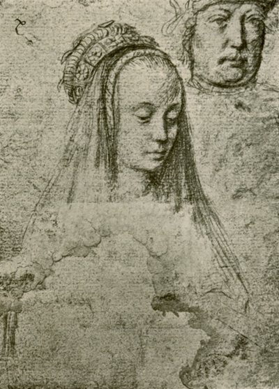 带头饰的年轻女子，1497-1498，1908年。 作者 杰拉德·大卫