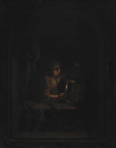 拿着蜡烛的女孩 作者 Gerrit Dou