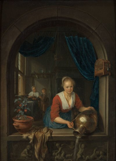 窗前的女仆，约1660年 作者 葛瑞特窦