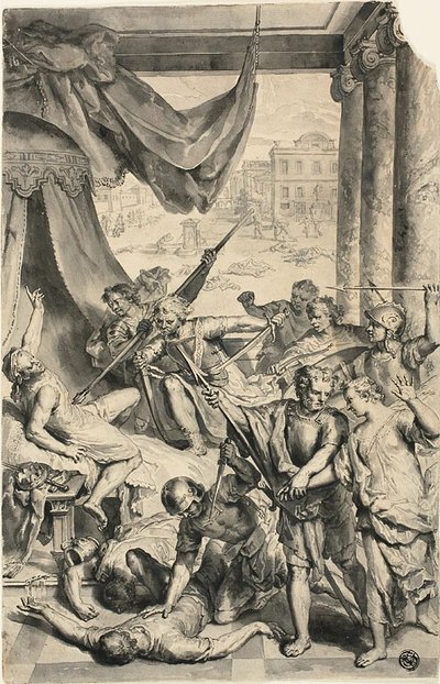 学习《西缅和利未杀死西希米人》，选自 Figures de la Bible 作者 杰拉德·霍特一世