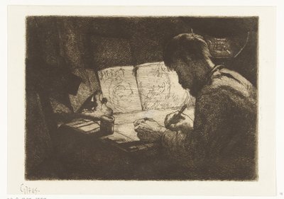 画板后的自画像 作者 Gerard Jan Bos（艺术家签名）
