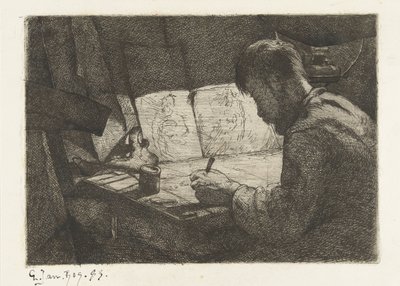 画板后的自画像 作者 Gerard Jan Bos（艺术家签名）