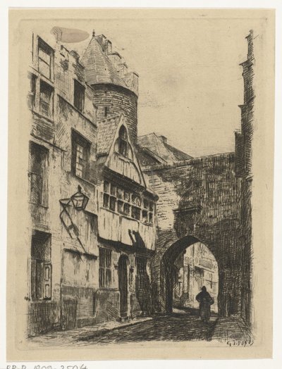 街景
安特卫普 Steen 附近（标题见实物） 作者 Gerardus Johannes Bos（拒绝归属）