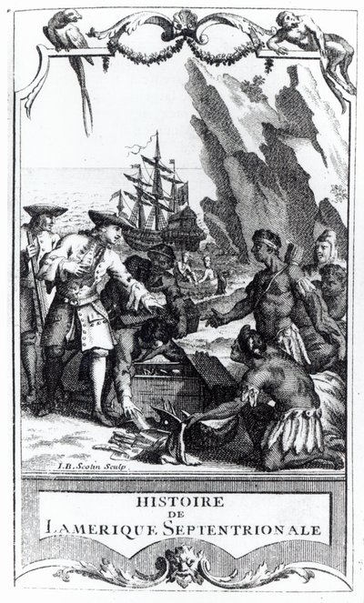 Bacqueville de La Potherie（1663-1736）的北美历史主题，发表于1753年（bw照片） 作者 杰拉德·简·巴蒂斯特·斯科汀