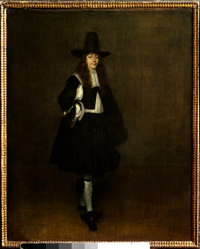 Gerard Ter Borch (1617-1681) 17 世纪太阳画的黑衣人肖像。 0,67x0,53 m 巴黎，卢浮宫博物馆 - 一个黑衣人的肖像。 Gerard Ter Borch (1617-1681) 的绘画 作者 杰拉德·特·博尔赫