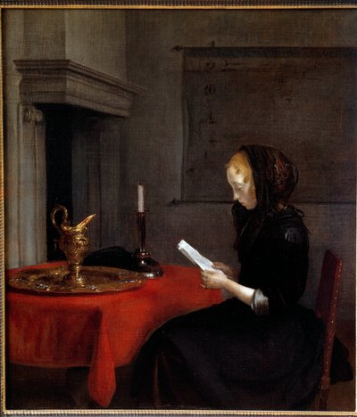读信的女人荷兰人杰拉德-特博尔奇（1617-1681）的画作 作者 杰拉德·特·博尔赫