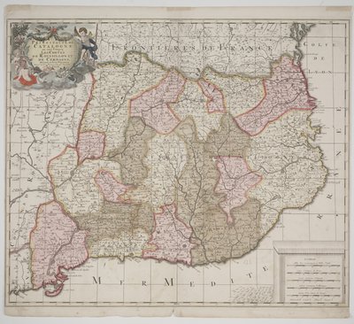 加泰罗尼亚公国，约1702年（手绘蚀刻版）。 作者 杰拉德·瓦尔克