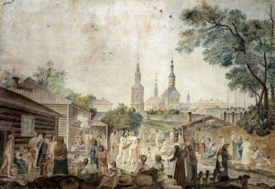 1790年在莫斯科的一个治疗浴场（纸上写着） 作者 杰拉德·德拉巴特