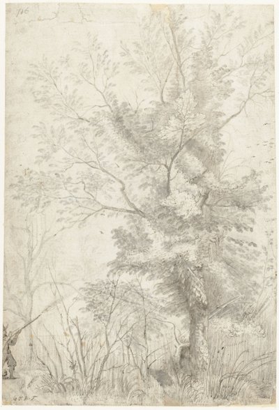 罗马郊外的玛达玛别墅森林，一个射击猎人 作者 Gerard ter Borch