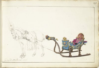 马和雪橇 作者 Gerard ter Borch (II)（艺术家签名）