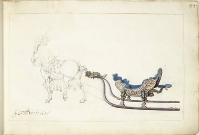 马和雪橇 作者 Gerard ter Borch (II)（艺术家签名）