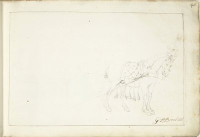 马，向右转 作者 Gerard ter Borch (II)（艺术家签名）