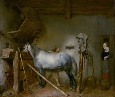 马在稳定，c.1652-54 作者 杰拉德·特·博尔赫