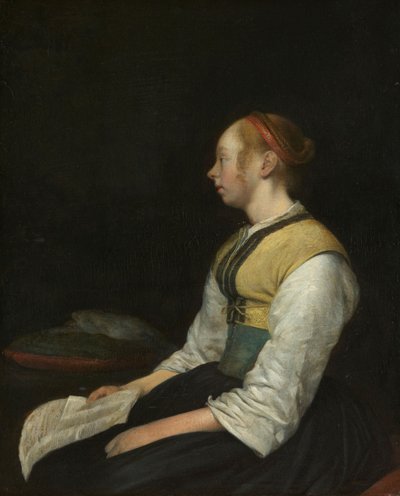 穿着农民服装的女孩，c。 1650年至1660年 作者 杰拉德·特·博尔赫