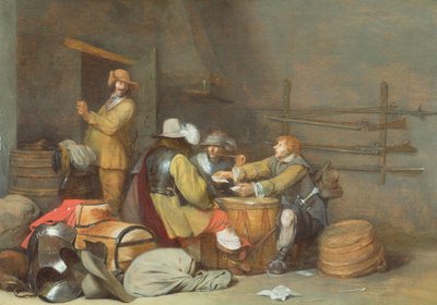 士兵在看守室打牌 作者 Gerard ter Borch