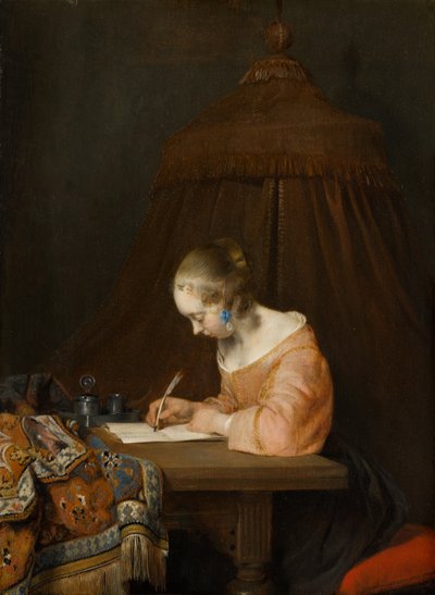 写信的妇女，c.1655 作者 杰拉德·特·博尔赫