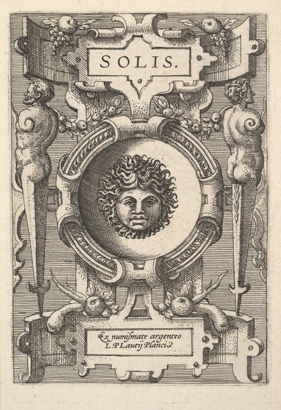 苏尔的半身像，周围有带子，来自 "Deorum dearumque "系列，一组图像，1573。 作者 杰拉德·范·格罗宁根