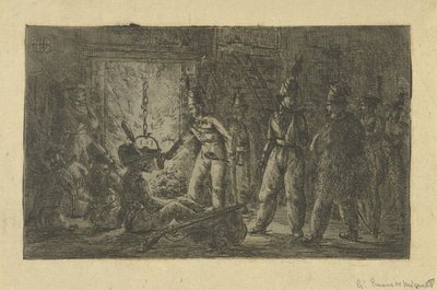 篝火旁的士兵 作者 Gerardus Emaus de Micault