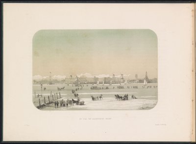 鹿特丹马斯河上的冰上娱乐活动，从卡登德雷赫特看，1855 年
从卡滕德雷赫特看到的城市（实物上的标题）
1855 年 2 月鹿特丹马斯河上的冰上娱乐活动，附说明（系列标题见实物） 作者 杰拉杜斯·约翰内斯·博斯