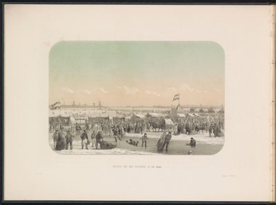 从防波堤上看鹿特丹马斯河上的冰上娱乐活动，1855 年
从马斯河上的防波堤望去（文物上的标题）
1855 年 2 月鹿特丹马斯河上的冰上娱乐活动，附说明（系列标题见实物） 作者 杰拉杜斯·约翰内斯·博斯