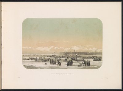 鹿特丹马斯河上的冰上娱乐活动，远处是费耶诺德的工厂，1855 年
费耶诺德工厂前的马斯河（实物标题）
1855 年 2 月鹿特丹马斯河上的冰上娱乐活动，附说明（系列标题见实物） 作者 杰拉杜斯·约翰内斯·博斯