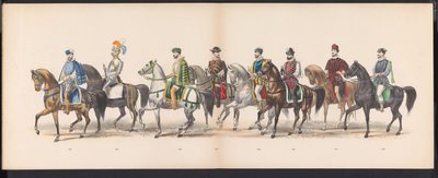莱顿学生化妆舞会，1870 年（图版 13）
1870 年 6 月 7 日莱顿学生会成员为庆祝莱顿大学建校 295 周年而举行的化装游行，代表 1870 年莱顿之行。 作者 杰拉杜斯·约翰内斯·博斯