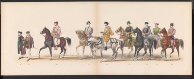 莱顿学生化妆舞会，1870 年（图版 8）
1870 年 6 月 7 日莱顿学生兄弟会成员为庆祝莱顿大学建校 295 周年而举行的化装游行，描绘了 1870 年莱顿之行。 作者 杰拉杜斯·约翰内斯·博斯