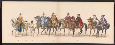 莱顿学生化妆舞会，1875 年（图版 10）
1875 年 6 月 15 日莱顿学生联谊会成员为庆祝莱顿大学建校 300 周年而举行的化妆舞会，描绘了莱顿大学，如图所示。 作者 杰拉杜斯·约翰内斯·博斯