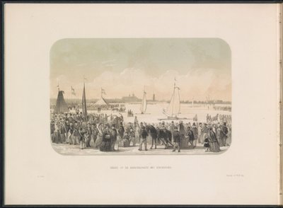 1855 年鹿特丹马斯河上的冰帆船比赛
带冰驳船的硬帆船比赛（标题见实物）
1855 年 2 月鹿特丹马斯河上的冰上娱乐活动，附说明（系列标题见实物） 作者 杰拉杜斯·约翰内斯·博斯