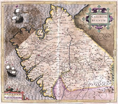 加利西亚，圣地亚哥德孔波斯特拉，Monforte de Lemos，西班牙西北部（雕刻 作者 Gerardus Mercator