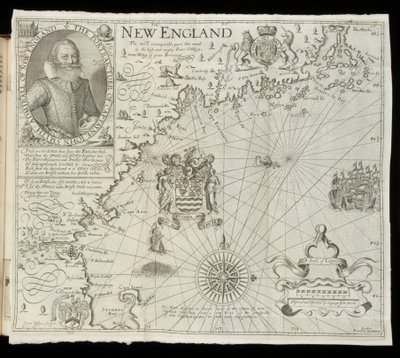 新英格兰地图，来自Historia Mundi：或墨卡托的地图集，伦敦，1635年 作者 杰拉杜斯·墨卡托