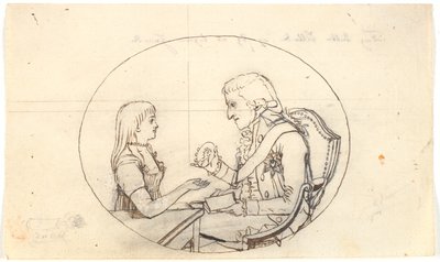世袭亲王弗雷德里克与世袭亲王（Chr. VIII）展示已故世袭公主索菲-弗雷德里克的画像 作者 格哈德·路德维格·拉德