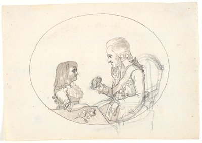 世袭亲王弗雷德里克与世袭亲王（Chr. VIII）展示已故世袭公主索菲-弗雷德里克的画像 作者 格哈德·路德维格·拉德