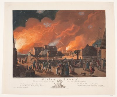 哥本哈根，9 月 4 日和 5 日夜间，从克里斯蒂安沙文（Christianshavn）望去 作者 格哈德·路德维格·拉德