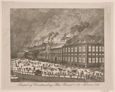 1794 年 2 月 26 日克里斯蒂安堡宫大火的前景 作者 格哈德·路德维格·拉德