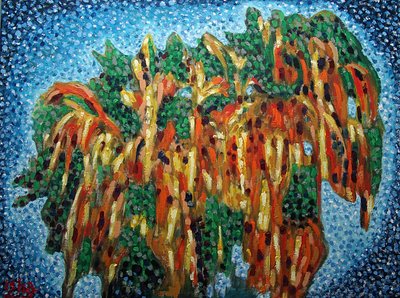 暮色中的椰子树，2019（布面油画） 作者 格哈特·伊斯林豪斯